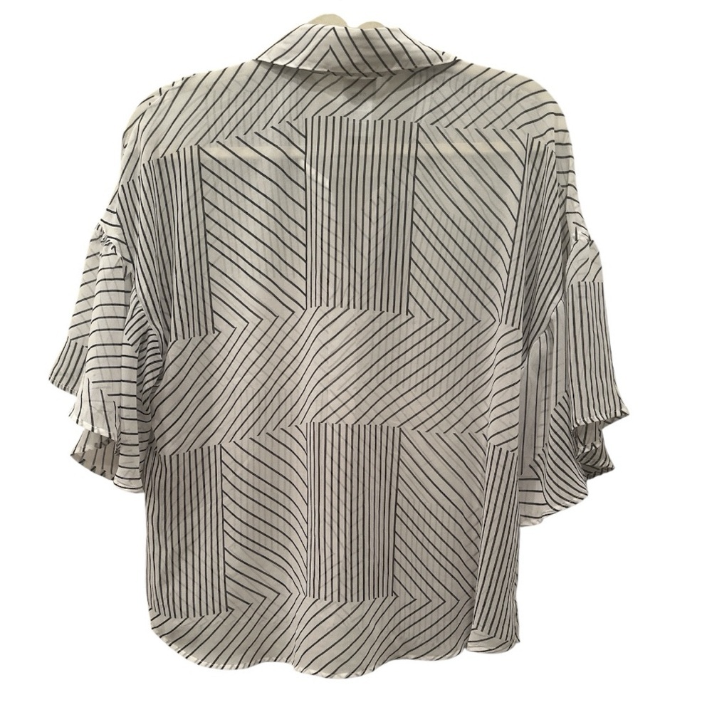 Cabi Parallel Button Down Black & White Striped A… - image 7